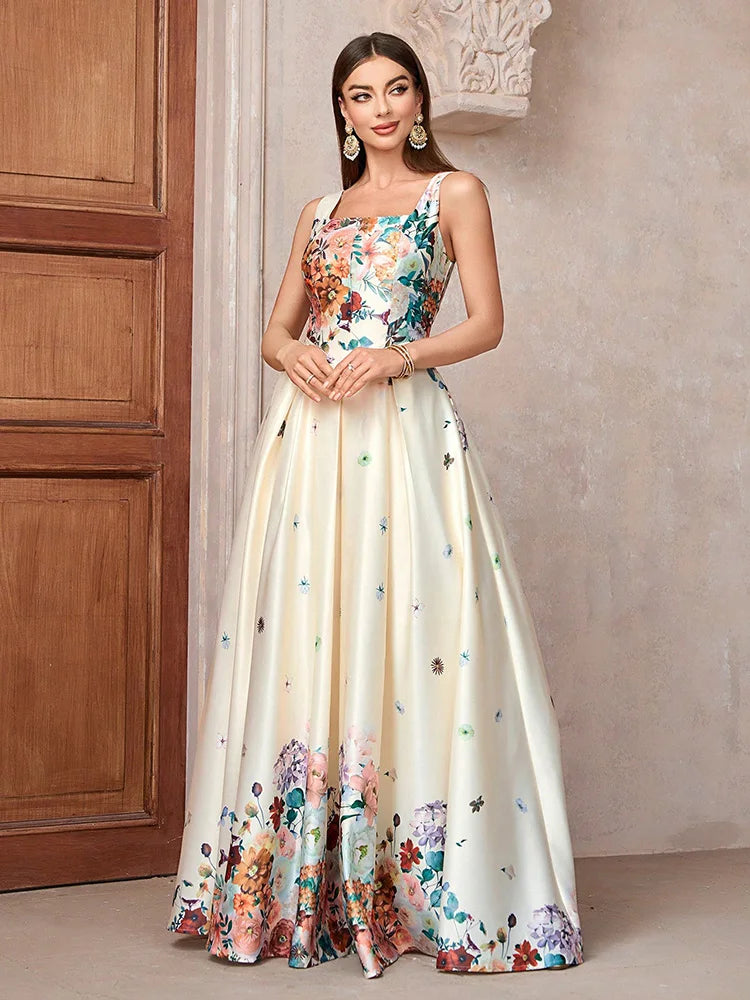 Elegant Dresses - Floral Elegant Evening Gown for Gala Events Prom Dress