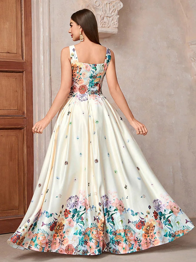 Elegant Dresses - Floral Elegant Evening Gown for Gala Events Prom Dress