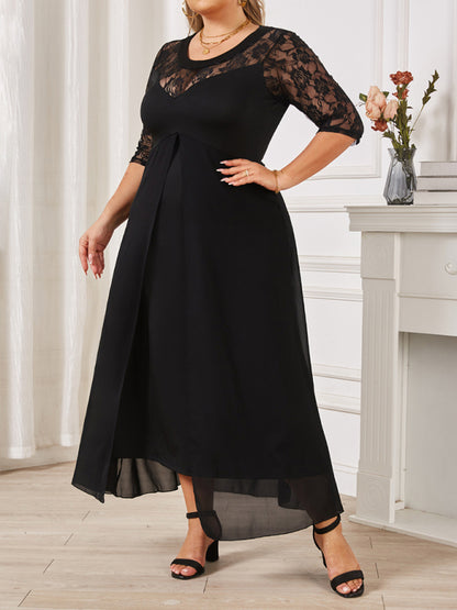 Elegant Dresses - Flowy Chiffon Midi Dress for Evening Celebrations