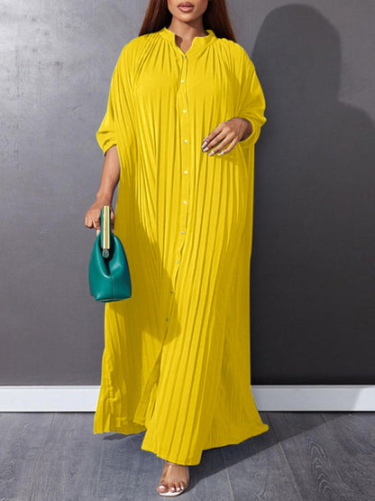 Elegant Dresses - Flowy Pleated Maxi Dress Tunic for Church Services