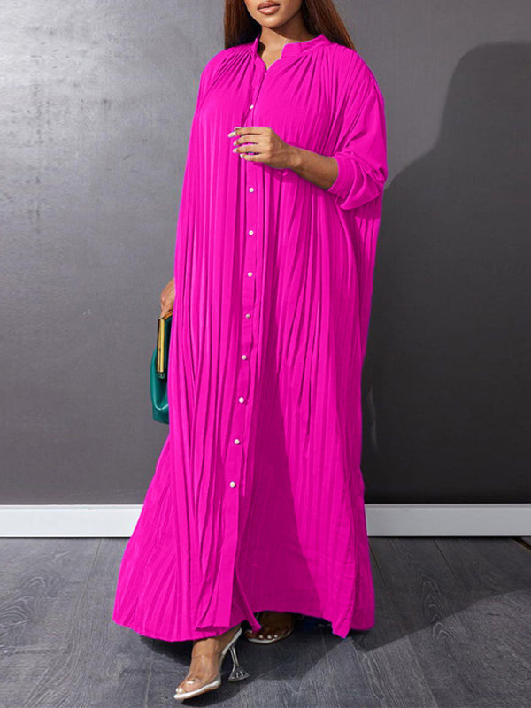 Elegant Dresses - Flowy Pleated Maxi Dress Tunic for Church Services