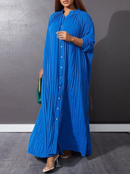 Elegant Dresses - Flowy Pleated Maxi Dress Tunic for Church Services