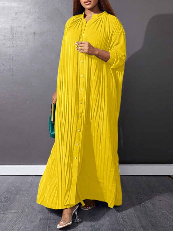 Elegant Dresses - Flowy Pleated Maxi Dress Tunic for Church Services