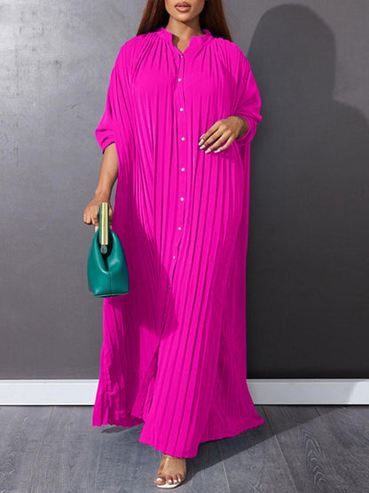 Elegant Dresses - Flowy Pleated Maxi Dress Tunic for Church Services