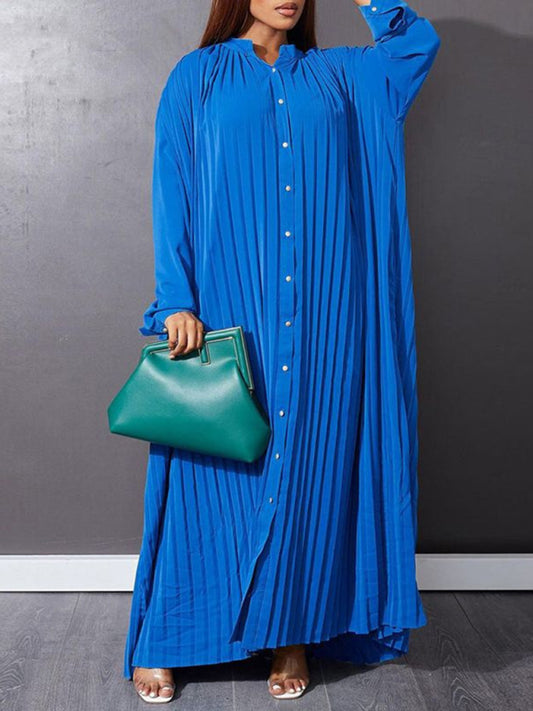 Elegant Dresses - Flowy Pleated Maxi Dress Tunic for Church Services