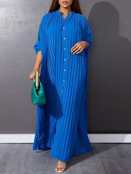 Elegant Dresses - Flowy Pleated Maxi Dress Tunic for Church Services