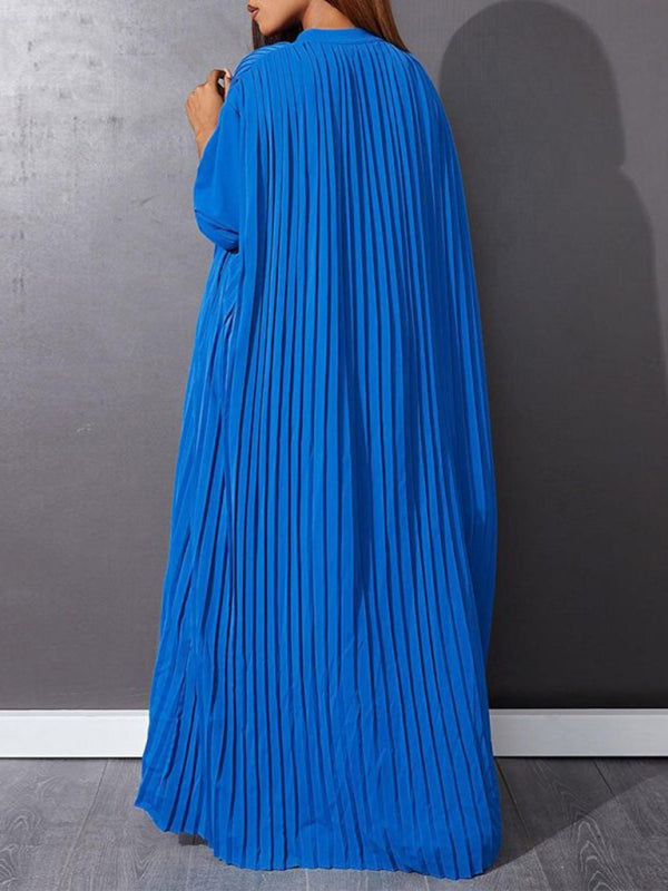 Elegant Dresses - Flowy Pleated Maxi Dress Tunic for Church Services