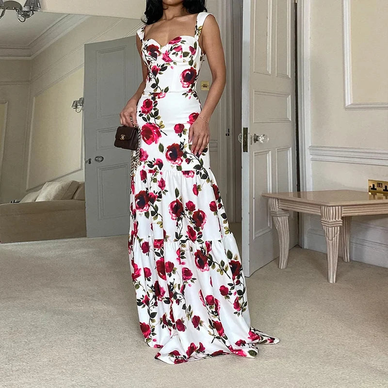 Elegant Dresses - Garden Wedding Floral Maxi Dress