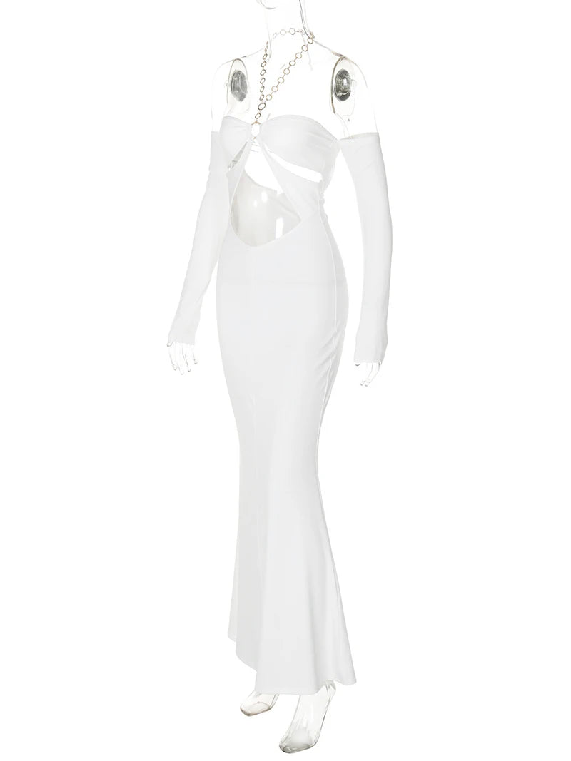 Elegant Dresses - Mermaid Gown with Cutouts - Halter Evening Dress