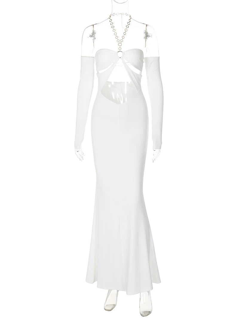 Elegant Dresses - Mermaid Gown with Cutouts - Halter Evening Dress