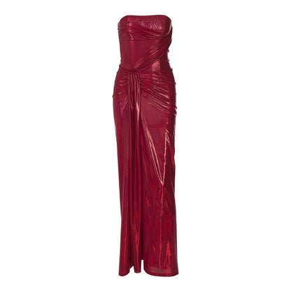 Elegant Dresses - Metallic Red Strapless Gala Gown Elegant Evening Dress