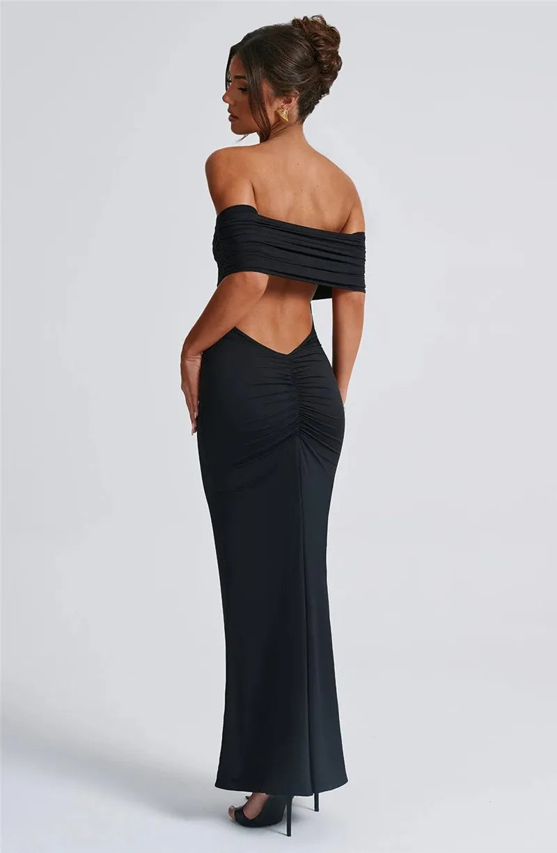 Elegant Dresses- Off-Shoulder Backless Gown - Mermaid Ruched Back Evening Dress- - Pekosa Women Fashion