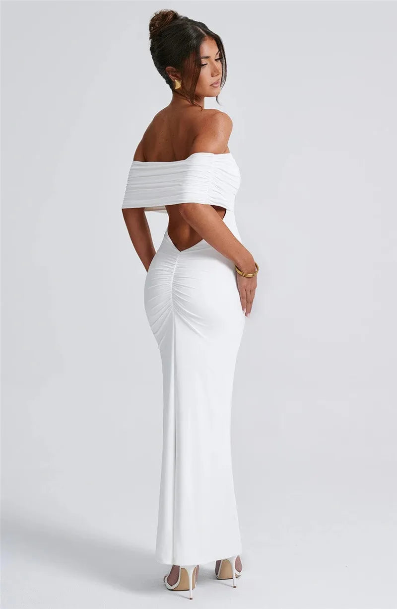 Elegant Dresses- Off-Shoulder Backless Gown - Mermaid Ruched Back Evening Dress- - Pekosa Women Fashion