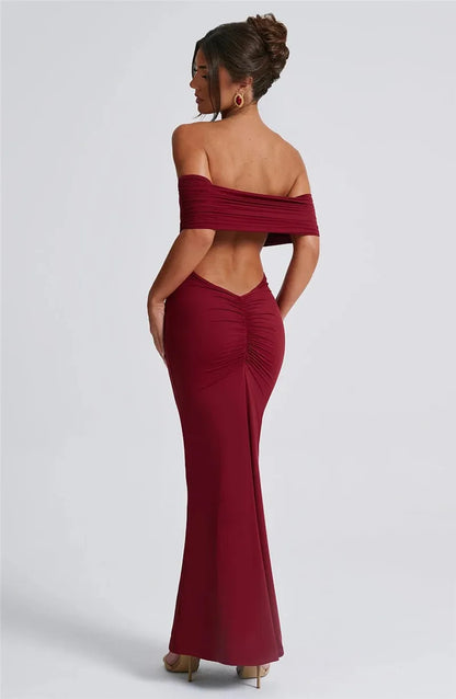 Elegant Dresses- Off-Shoulder Backless Gown - Mermaid Ruched Back Evening Dress- - Pekosa Women Fashion