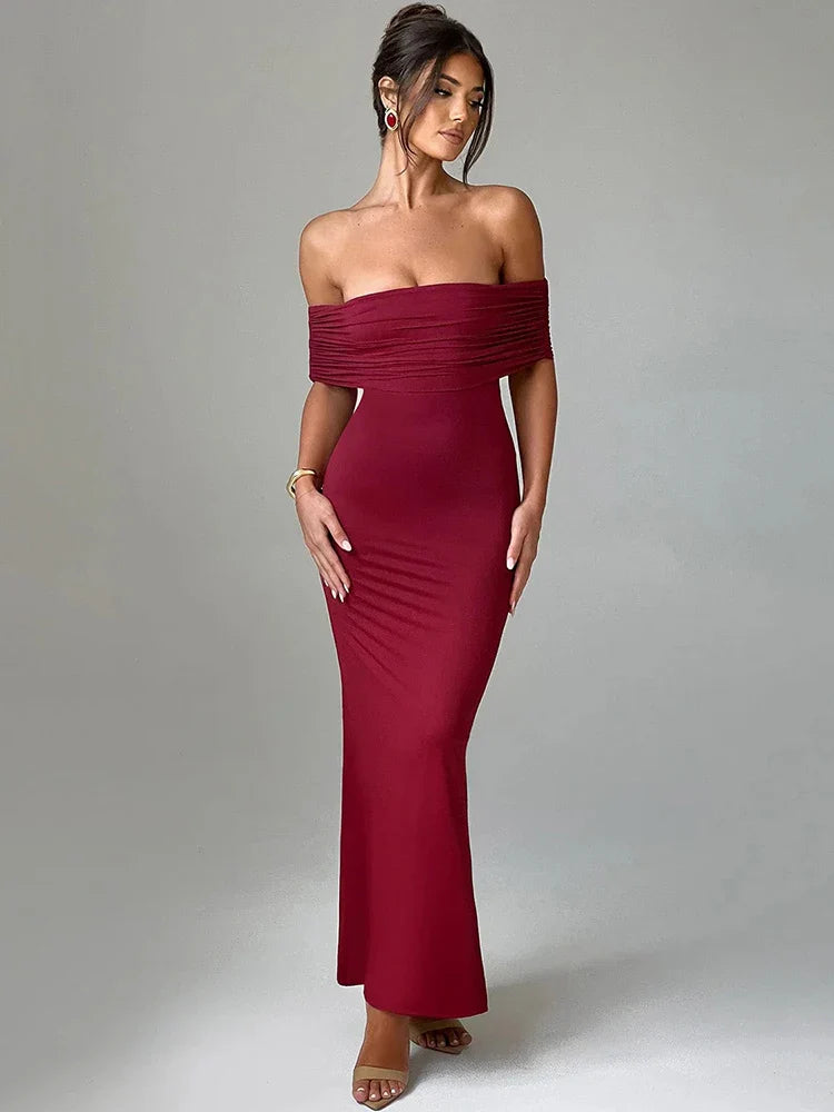 Elegant Dresses- Off-Shoulder Backless Gown - Mermaid Ruched Back Evening Dress- - Pekosa Women Fashion