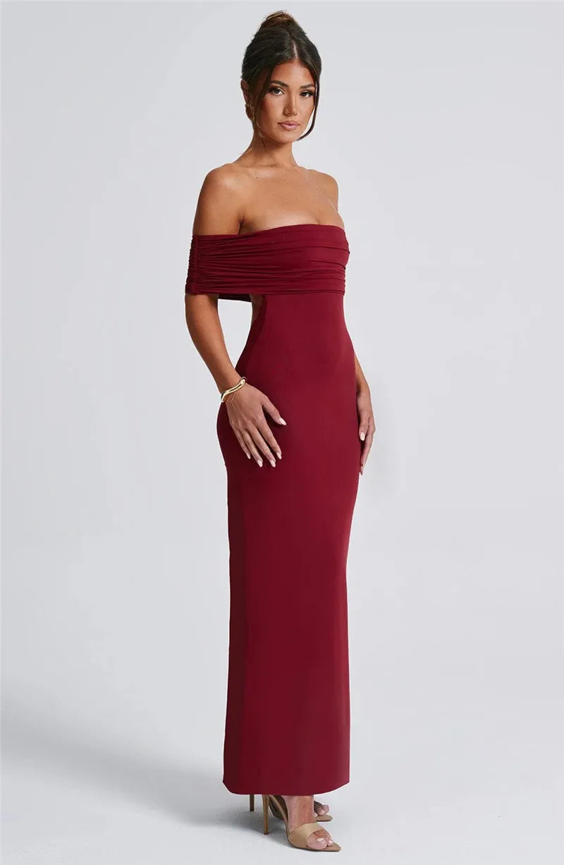 Elegant Dresses- Off-Shoulder Backless Gown - Mermaid Ruched Back Evening Dress- - Pekosa Women Fashion