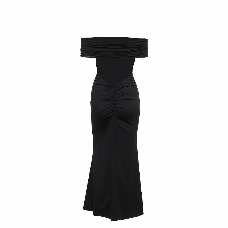 Elegant Dresses- Off-Shoulder Backless Gown - Mermaid Ruched Back Evening Dress- - Pekosa Women Fashion