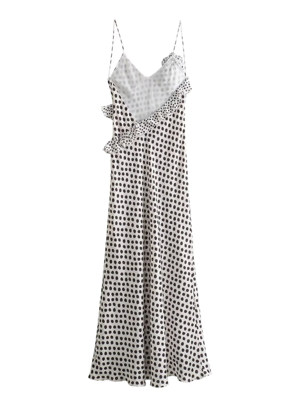 Elegant Dresses- Polka Dot Mermaid Dress for Gala Evenings - Ruffled Gown- - Pekosa Women Fashion