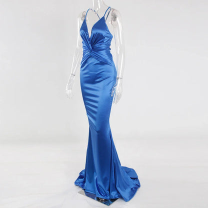 Elegant Dresses- Prom Vibrant Blue Sweep Train Gown - Mermaid Dress for Gala Nights- - Pekosa Women Fashion