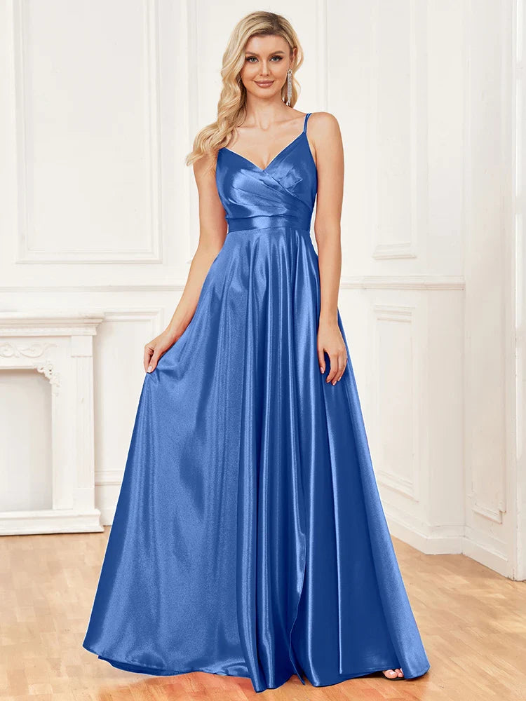 Elegant Dresses- Satin Evening Gown for Formal Events- - Pekosa Women Fashion