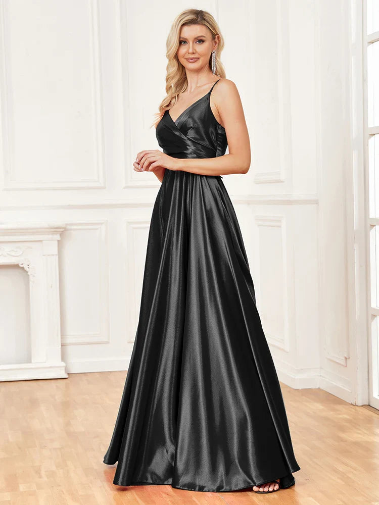 Elegant Dresses- Satin Evening Gown for Formal Events- - Pekosa Women Fashion