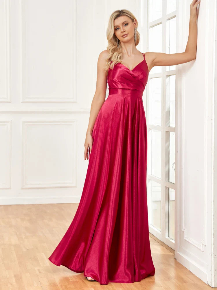 Elegant Dresses- Satin Evening Gown for Formal Events- - Pekosa Women Fashion