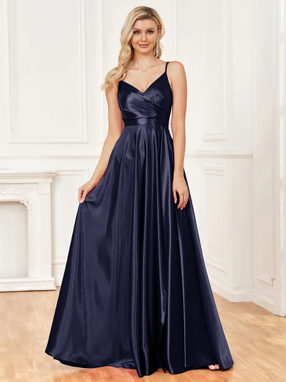 Elegant Dresses- Satin Evening Gown for Formal Events- - Pekosa Women Fashion