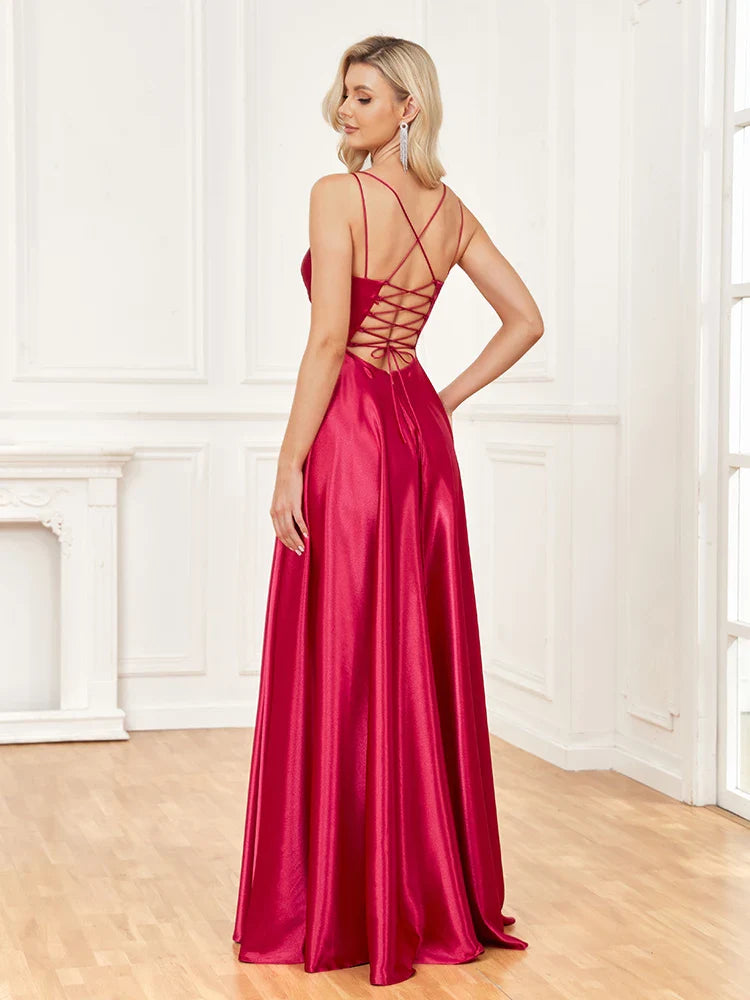 Elegant Dresses- Satin Evening Gown for Formal Events- - Pekosa Women Fashion