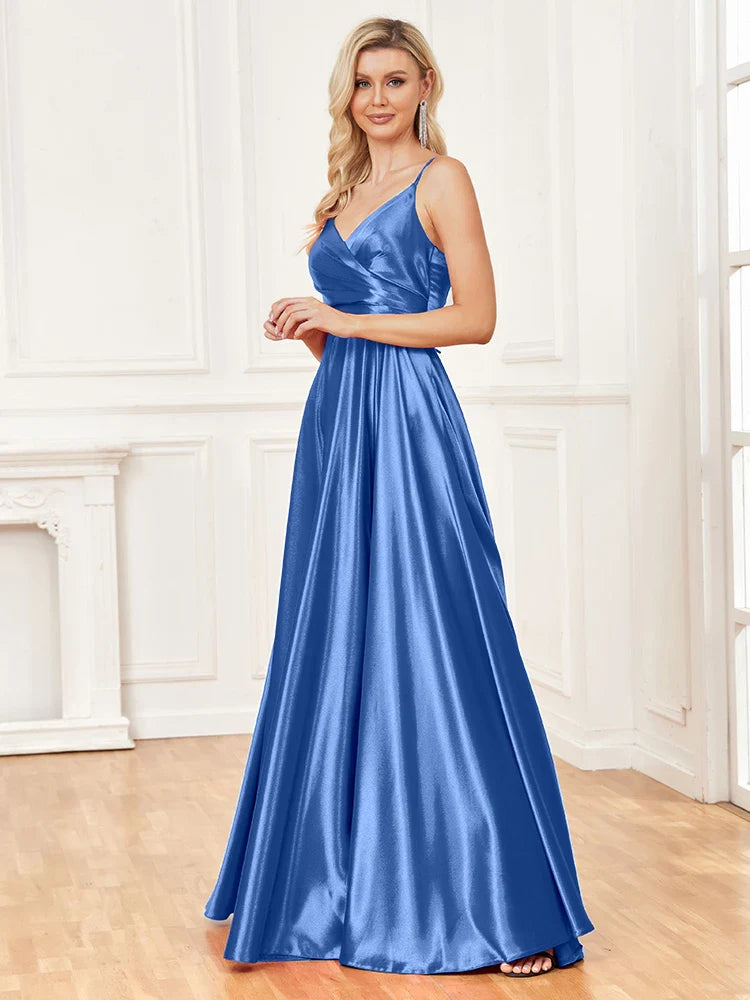 Elegant Dresses- Satin Evening Gown for Formal Events- - Pekosa Women Fashion