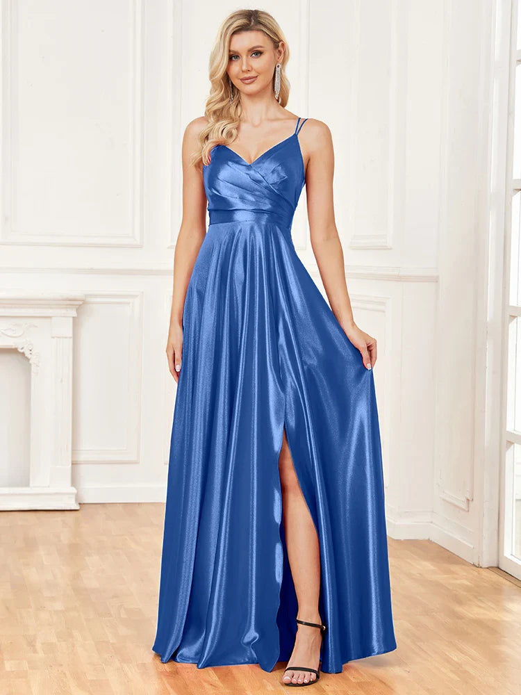 Elegant Dresses- Satin Evening Gown for Formal Events- - Pekosa Women Fashion