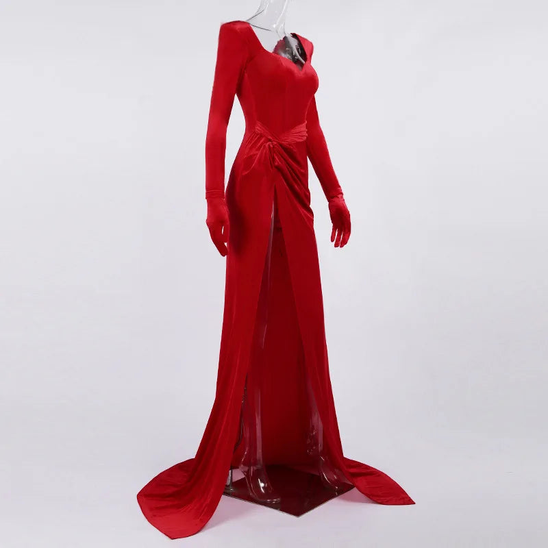 Elegant Dresses - Velvet Gown Evening Dress for Winter Galas