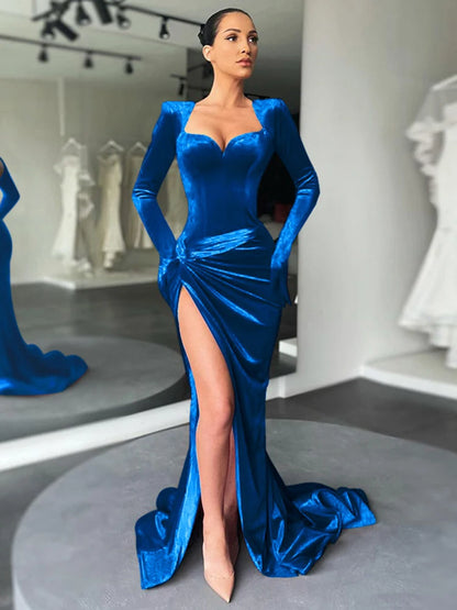 Elegant Dresses - Velvet Gown Evening Dress for Winter Galas