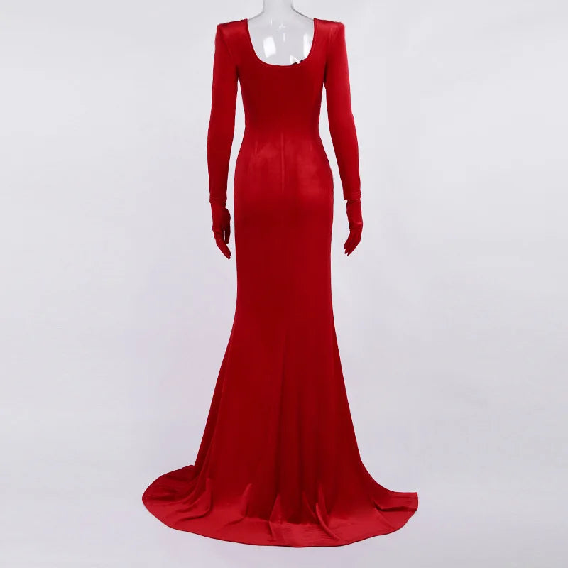 Elegant Dresses - Velvet Gown Evening Dress for Winter Galas