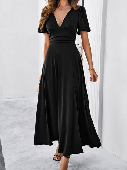 Elegant Dresses- Women Elegant A-Line Slit Maxi Dress for Wedding Guests- - Pekosa Women Fashion