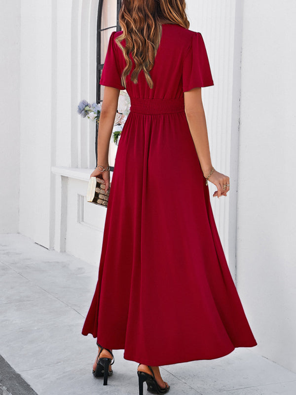 Elegant Dresses- Women Elegant A-Line Slit Maxi Dress for Wedding Guests- - Pekosa Women Fashion