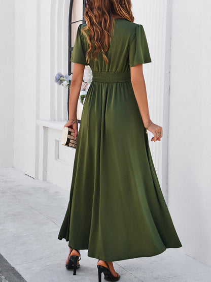 Elegant Dresses- Women Elegant A-Line Slit Maxi Dress for Wedding Guests- - Pekosa Women Fashion