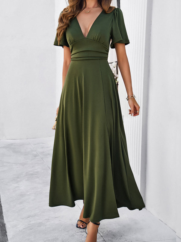 Elegant Dresses- Women Elegant A-Line Slit Maxi Dress for Wedding Guests- - Pekosa Women Fashion