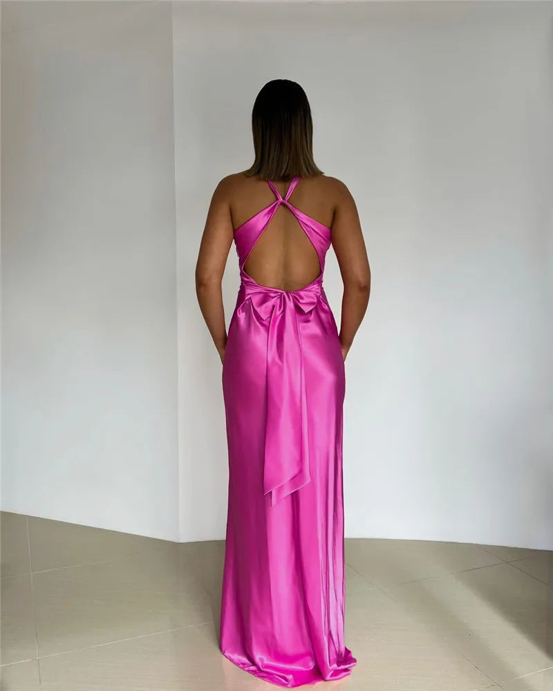 Women Elegant Satin Evening Gown for Weddings