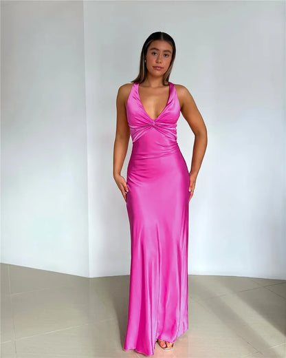 Women Elegant Satin Evening Gown for Weddings