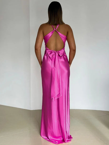 Women Elegant Satin Evening Gown for Weddings