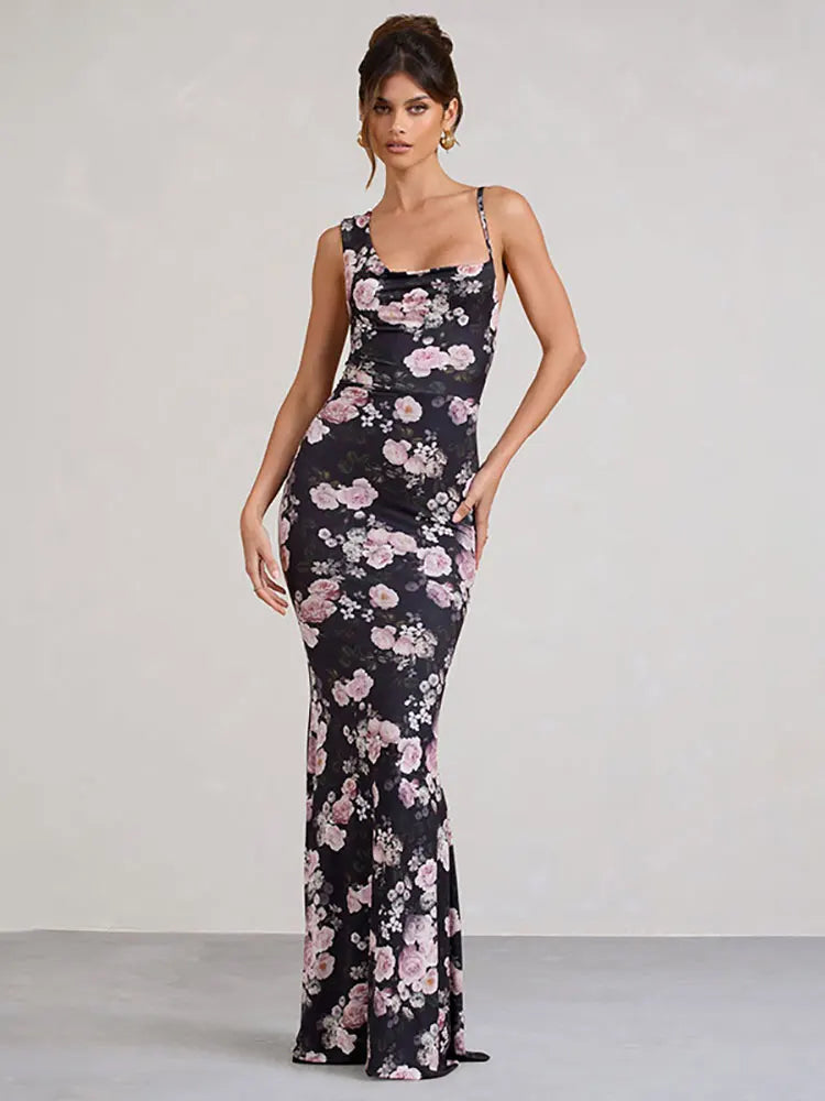 Elegant Dresses- One-Shoulder Maxi Dress for Elegant Evening Galas- Pink- Pekosa Women Fashion