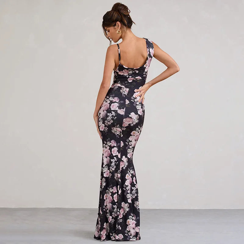 Elegant Dresses- One-Shoulder Maxi Dress for Elegant Evening Galas- - Pekosa Women Fashion