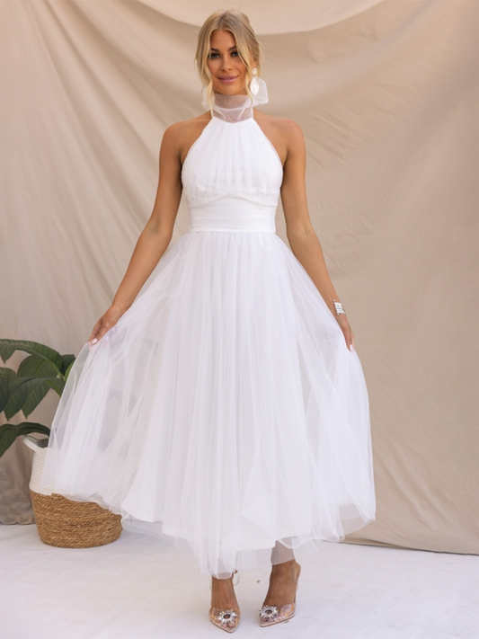 Women's Fit & Flare Tulle Dress for Wedding Receptions