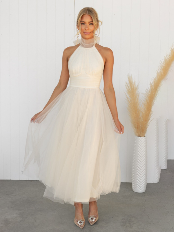 Women's Fit & Flare Tulle Dress for Wedding Receptions