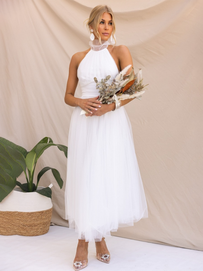 Robe en tulle ajustée et évasée pour femmes pour les réceptions de mariage