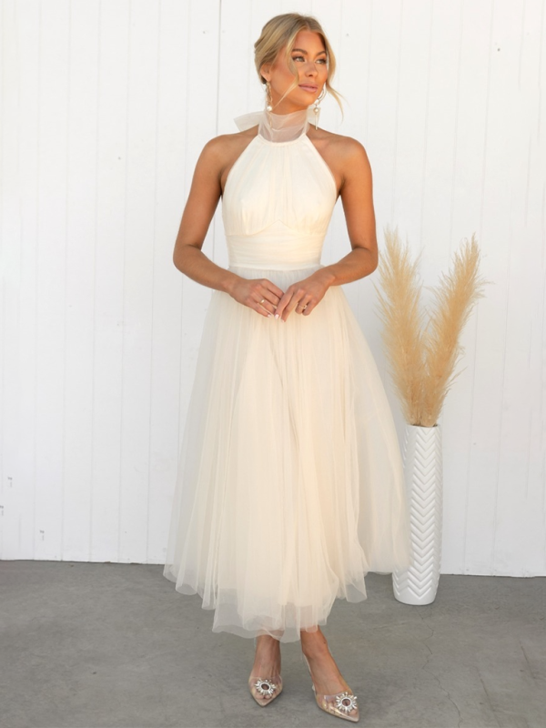 Women's Fit & Flare Tulle Dress for Wedding Receptions