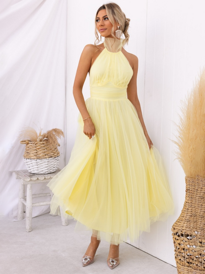 Robe en tulle ajustée et évasée pour femmes pour les réceptions de mariage