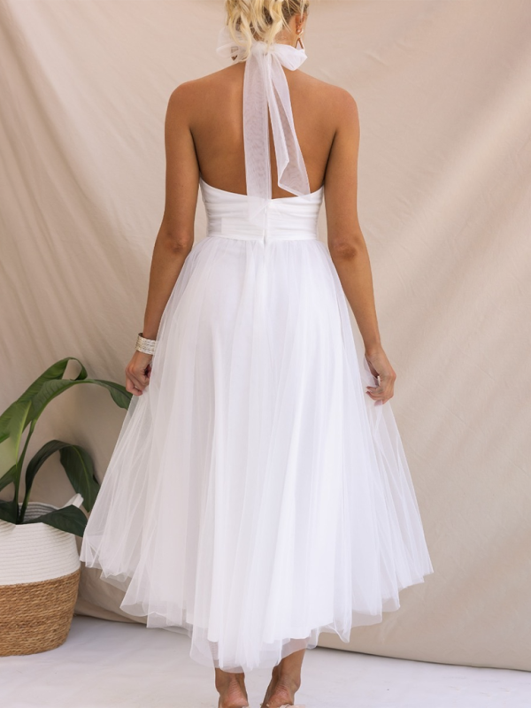 Robe en tulle ajustée et évasée pour femmes pour les réceptions de mariage