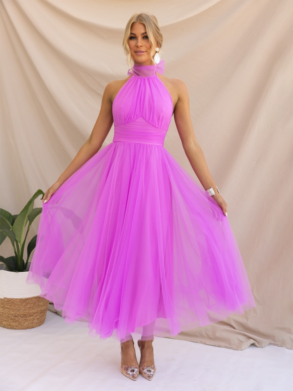 Robe en tulle ajustée et évasée pour femmes pour les réceptions de mariage