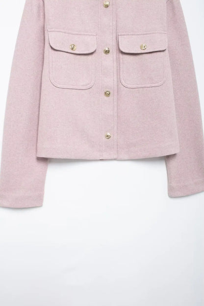 Elegant Jackets - Soft Pink Buttoned Blazer Elegant Dusty Office Jacket